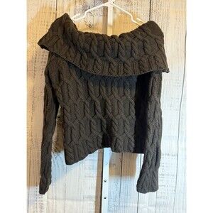 Paul James Women’s Brown 100% Wool Size Medium Off The Shoulder Sweater Crop